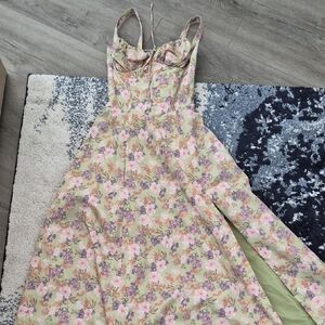 House of CB Floral Midi Dress in Pink and Green